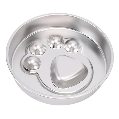 Pssopp Slow Down Eating Dog Bowl, Wide Aperture Comfortable Eating Anti Fall Stainless Steel Anti Choking Slow Feeder Dog Bowl for Fast Eaters (Claw Pattern)