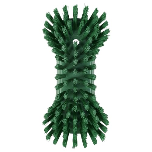 Image of Vikan 38942 Extra Large Hand Brush, Multifunctional, Slip-Resistant Cleaning Tool, Extra Stiff Polypropylene & Polyester Bristle, 9.1 inch, Green