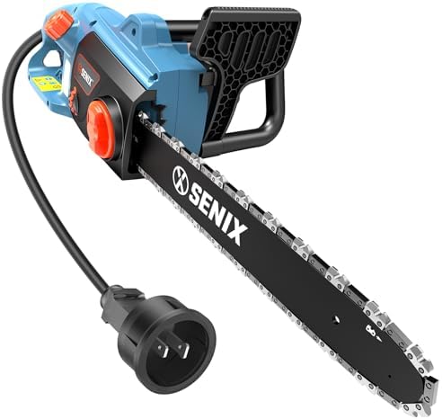 SENIX Electric Chainsaw,18" Corded Cutting,CSE15-M | 15 Amp Motor, for Wood Cutting,Tree Trimming & Pruning, Excellent Yard Tool for Gardeners