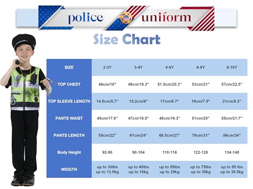 Sincere Party Kids Police Officer Costume Childs Policeman Outfit Cop Fancy Dress Up Cosutme for Boys and Girls