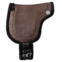 PFIFF 103004 Reitpad, Bareback Pad, baumloses Reitkissen aus Velour-Kunstleder und Kunstfell, Sattelkissen inkl. Sattelgurt, Braun, Shetty