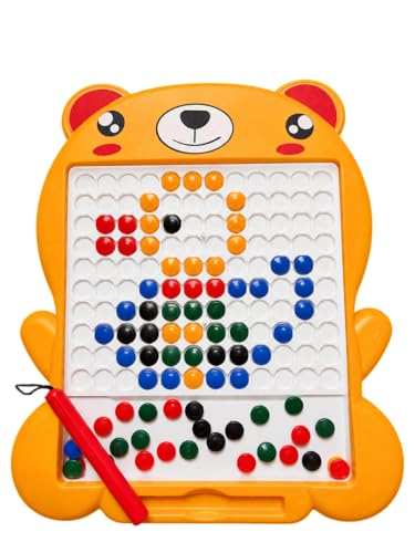 Image of Magnetic Drawing Board for Kids with 80 Beads & Pen | Big Size Educational Doodle Board | Preschool Learning & Fine Motor Skills Toy for Toddlers (Yellow)