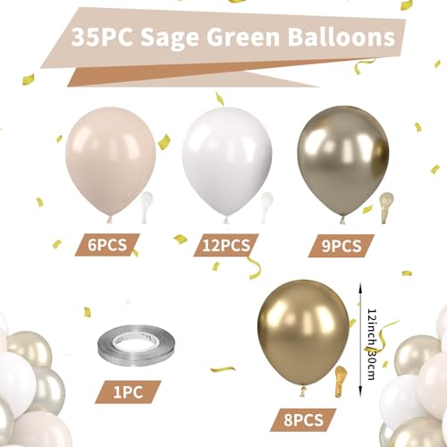 Image of White and Gold Balloons, Double Stuffed Beige Balloons White Sand Gold Neutral Balloon, Ivory Cream White Balloon for Boho Birthday Baby Shower Party Wedding Bridal Shower Anniversary Decorations