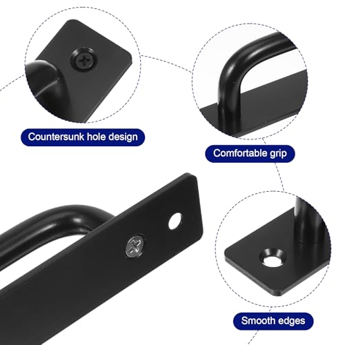 Teaaha Scheunentor Griff, 2 Stück Griffe Aus Legierung, Griff Schiebetür, Schiebetürgriff Mit Platte, Schranktürgriffe, Schwarze Griffe, Für Türschrank, Küchen, Möbel, Gartentor, Schuppenschranktür
