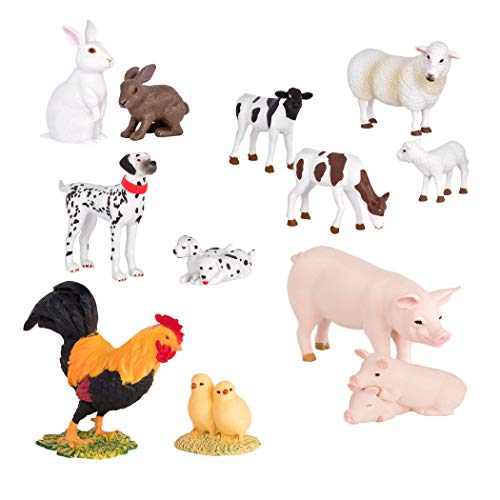 Terra Bauernhoftiere und Babys Figuren – Schafe, Hunde, Kälber, Hasen und mehr – Realistische Tierfiguren Set, Kinder…