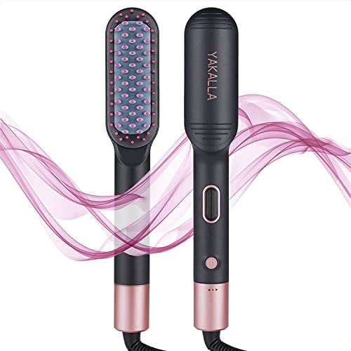 Hair Straightener Brush,Electric Hot Comb !Enhanced Negative Ion Technology Brush Straightener with Anti Scald Feature and LED Display for Smooth, Frizz-Free Hair - Easy~~