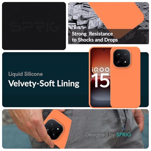 Image of SPRIG Compatible with IQOO 15 5G SilkTone Silicone Back Cover Drop Tested Shock Proof Mobile Case for Men, Women, Boys and Girls with Camera Protection (Light Orange)
