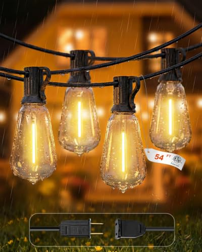 ST38 Outdoor String Lights,54FT Waterproof LED Patio Lights Dimmable - 17.99 w/ Code + 40% Off Code 30J0HDJ0 - image 1