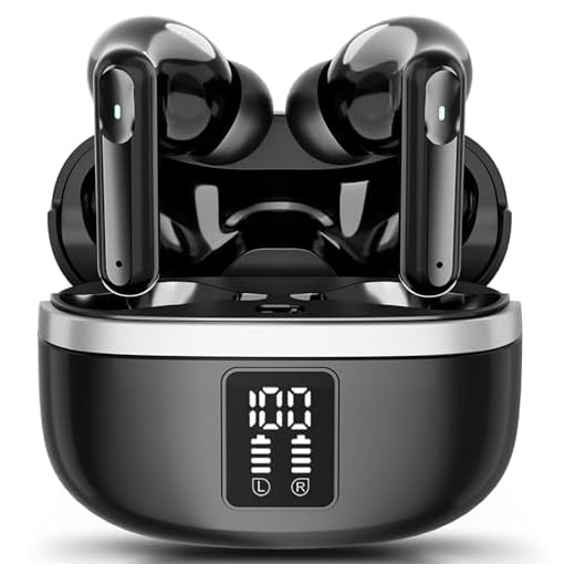 JBMI Ecouteurs Bluetooth sans Fil, Écouteurs sans Fil Bluetooth 5.3, 4 Micro ENC Anti Bruit, Basses Puissantes, 60H de Lecture, étanchéité IPX7, Oreillette pour iphone Android