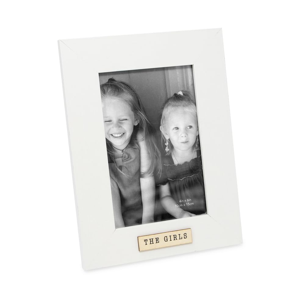 Cadre photo en bois blanc 10,2 x 15,2 cm vertical à poser ou suspendre