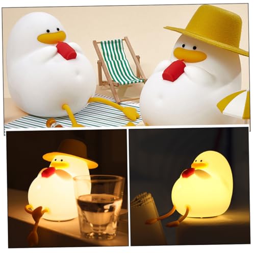 Lámpara de noche silicona pato Beaupretty luz cálida recargable miniatura 3