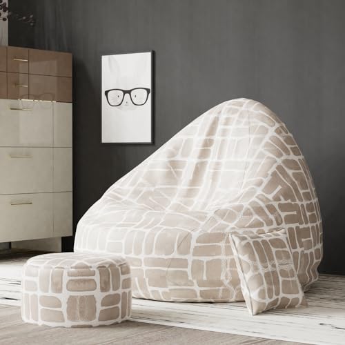 Image of BiggieBean Bag 6XL with Beans Filled - Full Printed Bean Bag Sofa with Cushion /Footrest - Official : Oreka Home Bean Bag - Comfort Level : Advanced - (Theme : Enchanted Elements)