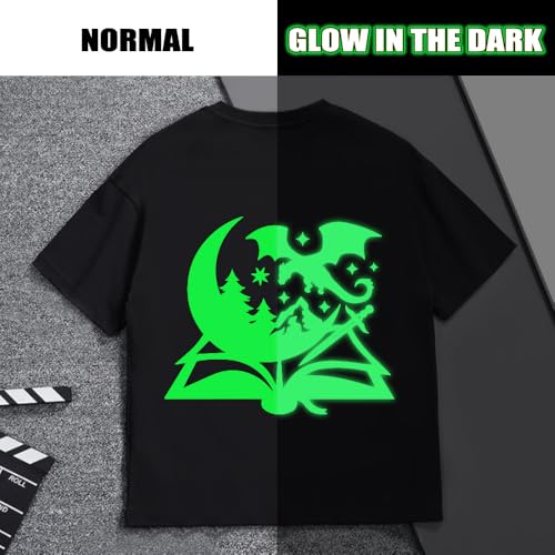 Image of HTVVETUR Glow in The Dark HTV Heat Transfer Vinyl Roll 12 Inch by 20 Feet Iron on DIY for T-Shirt PU Stretch Elastic HTV Vinyl (Dark in Glow Green, 20FT)