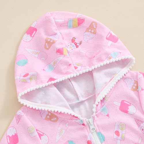 Kids Baby Girl Zip Up Hooded Swim Terry Cover Up Short Sleeve Swimuit Beach Coverups Dress Warp Bathrobe4