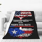 Generic American Crown with Puerto Rico Roots Flannel Fleece Throw Blanket,Super Soft Plush Cozy Flannel Blanket， Throws Bedding for Kids Adults Fans Bedroom Decorations All Seasons 80''x60''