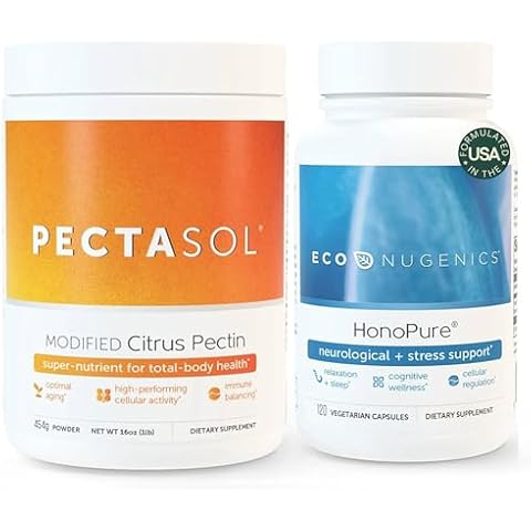 ecoNugenics Brain Health Supplement Bundle – PectaSol Modified Citrus Pectin Fiber + HonoPure Magnolia Bark Extract — Nootropic Pack for Mood, Sleep, Stress Relief, Cognitive Function, GABA Support Cover
