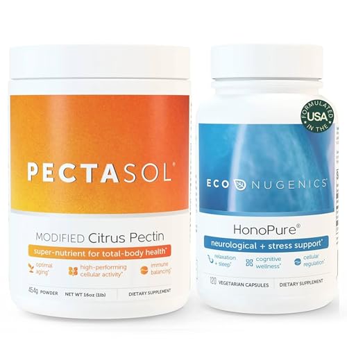ecoNugenics Brain Health Supplement Bundle PectaSol Modified Citrus Pectin Fiber + HonoPure Magnolia Bark Extract Nootropic Pack for Sleep Stress Relief Cognitive Function GABA Support