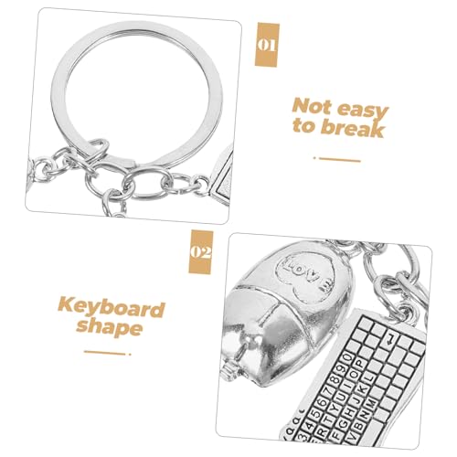 3 piezas llavero teclado ratón cable usb cable usb mousepad conmemorativos ordenador ornamento colgante llave colgante en europeo y americano pequeño llavero, ver imagen, 8.00X3.00X0.20CM - imagen 3