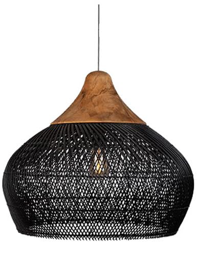 Luminaire en rotin et osier noir au style rustique vintage