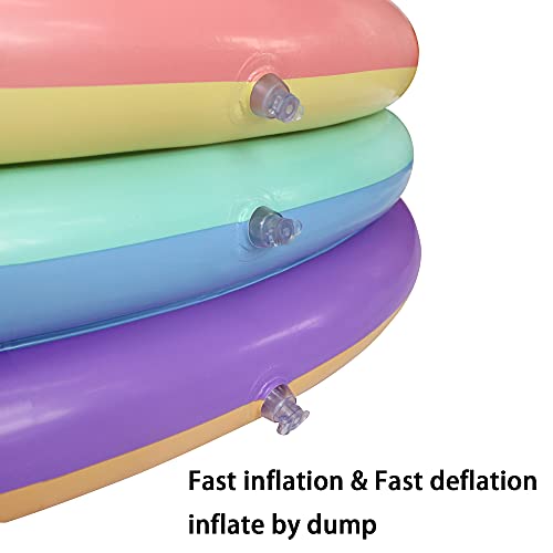2 Pack 45'' Multicolor Inflatable Baby Swimming Pool Set, 6 Color Rings Kiddie Pool For Kids Toddler, Water Pool Pit Ball Pool For Summer Garden Backyard Indoor&Outdoor #TOP2