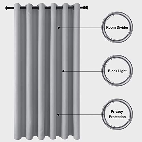 Image of DWCN Total Privacy Room Divider Blackout Curtain - Thermal Curtains for Patio Door, Living Room, Bedroom Partition and Shared Office Space, 1 Grommet Curtain Panel, 8.3ft Wide x 7ft Tall, Silver Grey