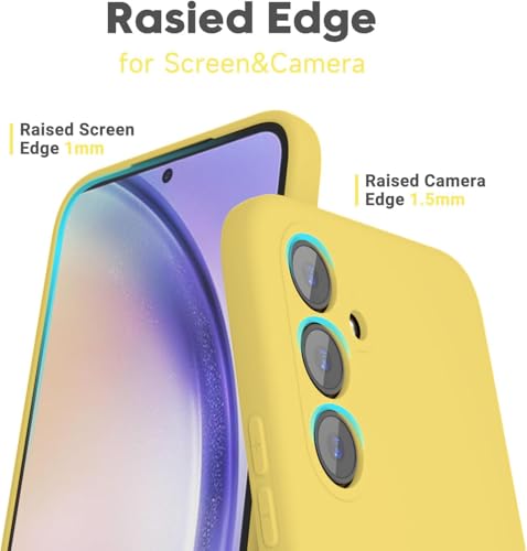 Image of DIZORO Microfiber Candy Case Compatible for Samsung S24 fe Smooth Touch Cushion Liquid Soft Silicone Gel Rubber Phone Cases Non-Slip Full Body Protective Shockproof Back Cover (Yellow)