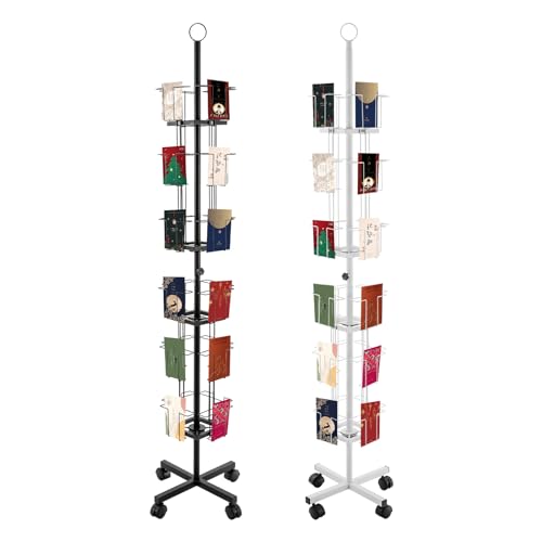 Fifizoo 2 Pcs 24 Pocket Rotating 6 Tier Greeting Card Rack Fit 5