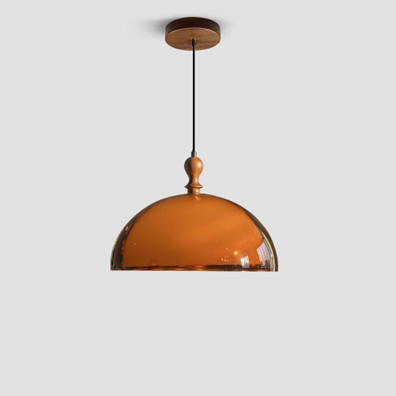 Rszcsmo Multicolor 13.78In Vintage Bedroom Pendant Light Walnut Accent Hemisphere Acrylic Kitchen Island Hanging Lamp Suitable For Bar Counter, Balcony, Study Lighting Fixture