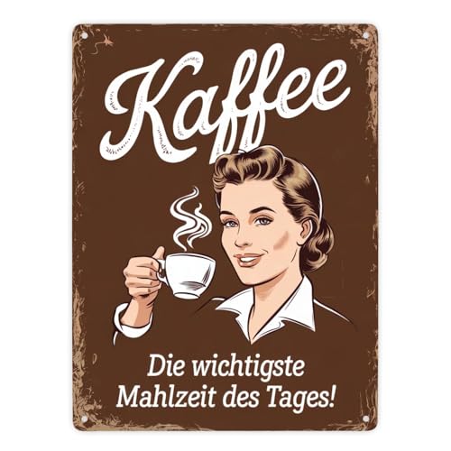 Kaffee - wichtigste Mahlzeit des Tages Metallschild XXL in 28x38