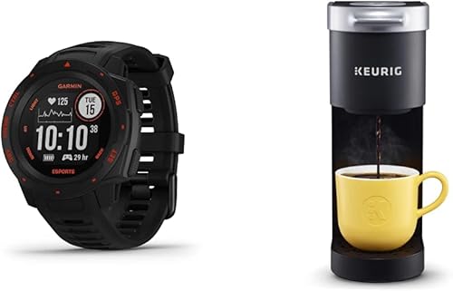 Garmin Instinct Esports Edition reloj inteligente con GPS para juegos y cafetera Keurig K-Mini cafetera de café K-Cup de una sola porción 6 a 12