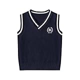 Kids' School Uniforms Boys Sweater Vest Size 3-15 Fall Winter Warm Sleeveless V Neck Knitted Vests Cotton School Uniform Outfits Girls