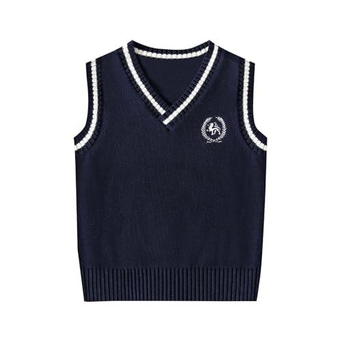 Kids' School Uniforms Boys Sweater Vest Size 3-15 Fall Winter Warm Sleeveless V Neck Knitted Vests Cotton School Uniform Outfits Girls