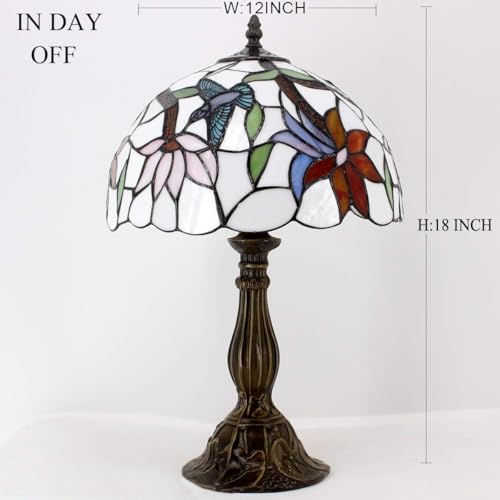 Image of WERFACTORY Tiffany Lamp Stained Glass Hummingbird Style Table Lamp 18 Inch