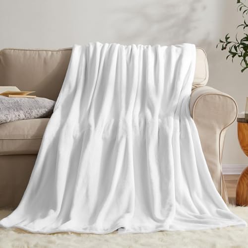 Image of KMUSET Fleece Blanket White Queen Size Lightweight Cozy Plush Microfiber Bed Blanket Factory Shop