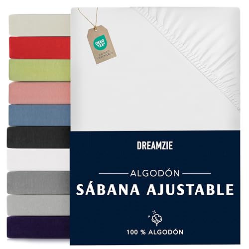 Dreamzie - Sábanas Bajeras 90x190/200cm Ajustable - 100% Algodon - Jersey