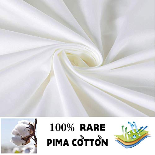 Image of 100% Supima Cotton Sheets 600 Thread Count,Bed Sheet Set Queen Size Sheets 4 Pieces,Soft & Silk Sateen Weave, Fits Mattress Up to 18 inch,Deep Pocket, Breathable & Fade Resistant(Pure White,Queen)