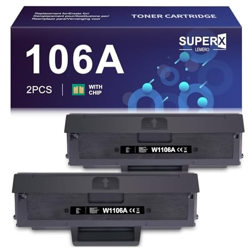 LEMERO SUPERX 106A toner (med chip) kompatibel med HP 106A för HP laser MFP 135a 135w 135r 137fnw HP laser 107a 107w 107r (2xsvart)
