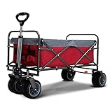 Z-SEAT Faltbarer Kombi mit breitem Allrad-Gartenfahrzeug, 90-l-Stauraum-Kombi mit verstellbaren Griffen und Bremsen, 120 kg Last