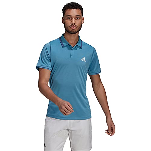 Polo tennis adidas Freelift la perfection des finitions en bleu brume