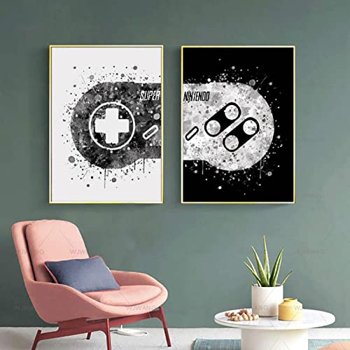 Art mural de manette graffiti impression sur toile salon de jeu moderne 50x70