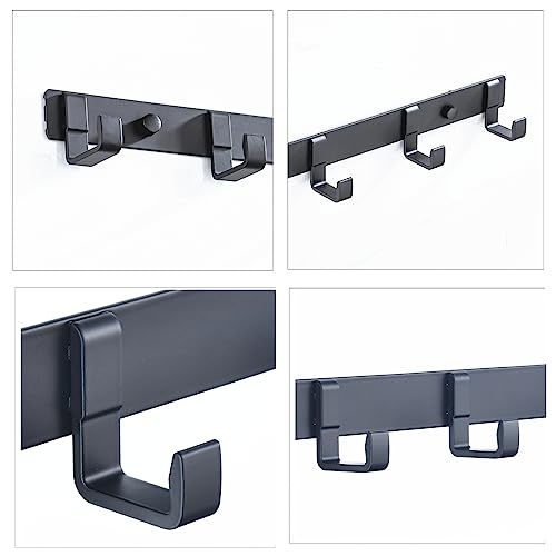 Jiafengyuan 2 Pack Hat & Coat Rack - Wall Mounted Aluminum Alloy Hook Rack (5 Hooks Black)