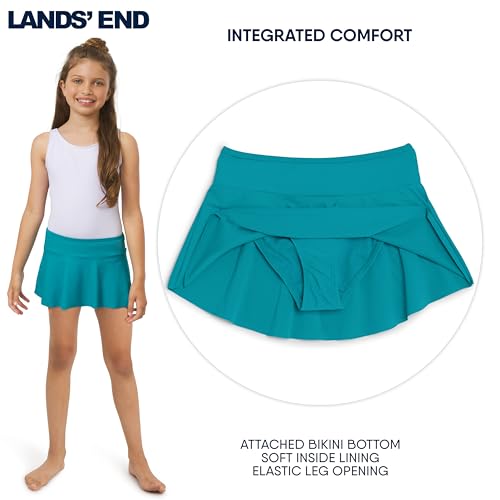 Image of Lands' End Girls' Swim UPF 50+ Stretch Waist Attached Bikini Bottom Swim Skirt