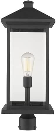 Z-Lite 531PHBXLR-BK 1 Light Outdoor Post Mount Fixture, Black