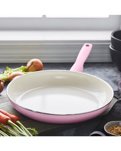 Image of GreenPan Rio Healthy Ceramic Nonstick 12 inch Frying Pan Skillet, PFAS-Free, Dishwasher Safe, Pink