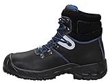 ELTEN Sicherheitsschuhe ALESSIO Steel Rubber NW Mid ESD S3, Herren, Leder, Stahlkappe, leicht, robust, Schwarz/Blau, Größe: 49