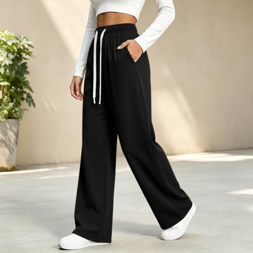 Sweatpants for Women Straight Leg Drawstring High Waisted Yoga Sweat Pants - image 3