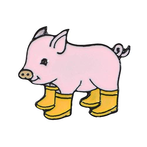 Broches Kawaii Cartoon Pig Botas de Chuva Animal Liga Esmalte Broche Broche de Festa Presente Duráve
