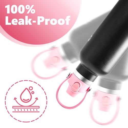 Image of EIPOSAU Auto Flip Lid for Hydro Flask Standard Mouth Bottle, Spout lid for HydroFlask Narrow Mouth Bottle, Replacement Lid with Button Lock