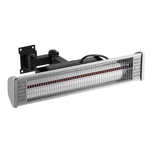 Glownary Electric Patio Heater, Silver, Aluminum, Wall Mounted, 1500W, 120V, Remote Control, 23.5x3.1x5.5 Inches