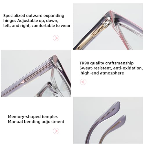 Image of JOLLYNOVA Blue Light Blocking Glasses Women TR90 Fashion Gradient Eyeglasses Frame Anti UV Glare Oversized Computer Glasses